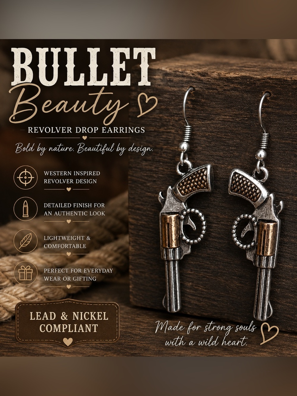 Revolver Drop Earrings - Silver & Gold